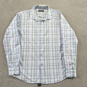 Emile Lafaurie Button Up Shirt Mens Large Blue Plaid Long Sleeve Cotton Portugal